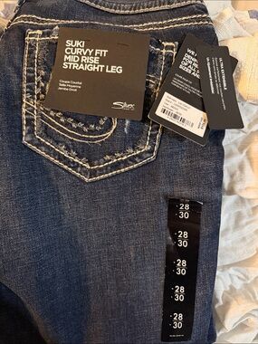 Silver Jeans Straight Leg Jeans in Dark Blue Wash